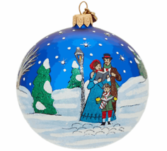 Reed &amp; Barton Glass Christmas Carolers Ball Ornament Classic Glitter Gift NEW - £79.93 GBP