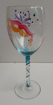 Hand-painted Wine Glass Angelique By Cristal D&#39;ARQUES-DURAND- Clear Twisted Stem - £22.79 GBP