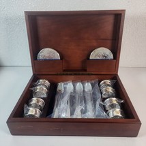 Rare Anheuser Busch Wooden Chest Towle Napkin Rings Coasters Long Teaspoons - £149.47 GBP