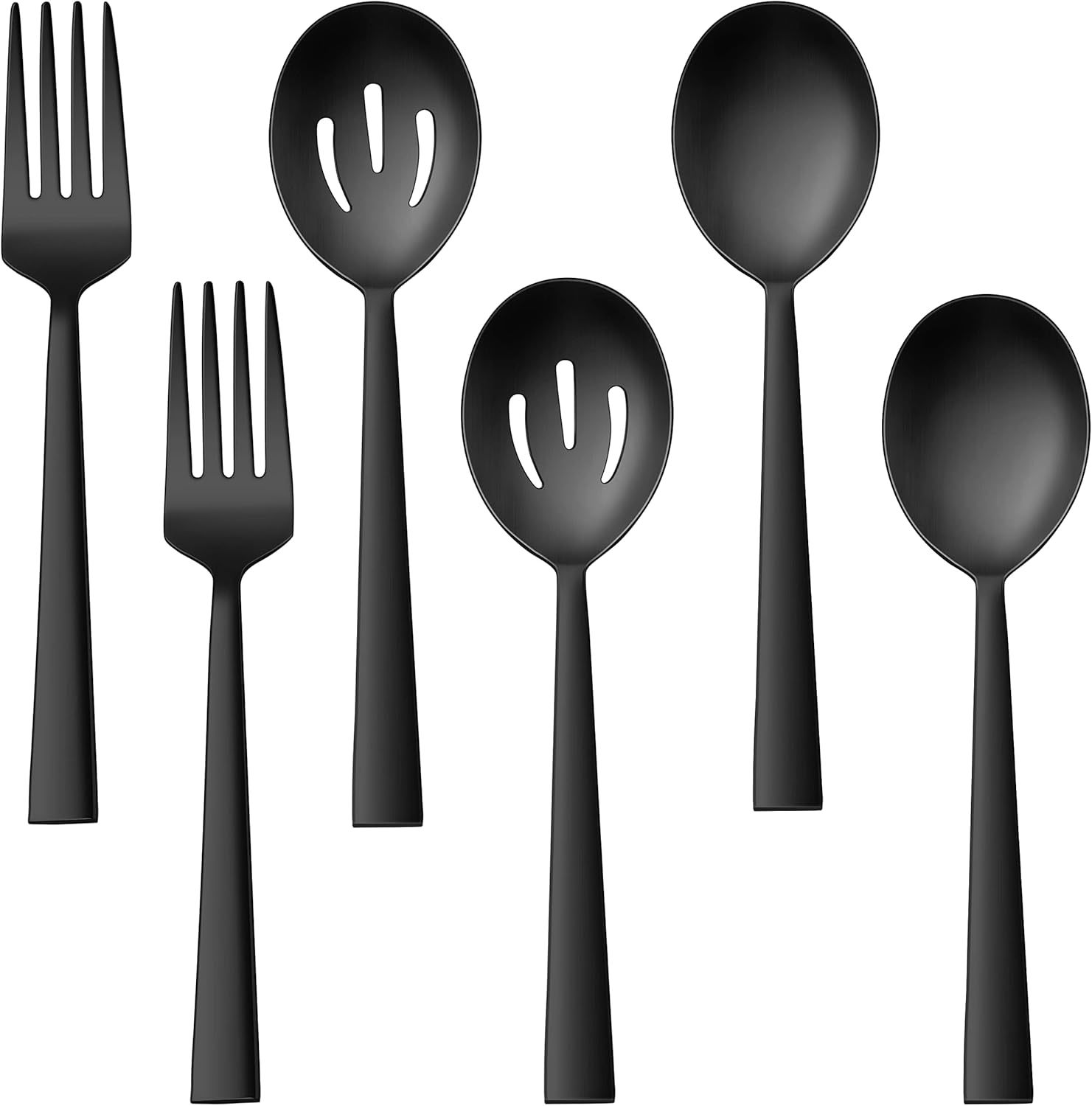 E-Far Matte Black Serving Utensils Set Of 6, Stainless Steel 8.7 Inch Ho... - $38.94