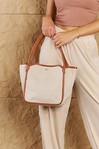Fame Beach Chic Faux Leather Trim Tote Bag in Ochre - £40.09 GBP