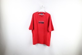 Vintage Nautica Mens XL Faded Spell Out Box Logo Short Sleeve T-Shirt Red Cotton - £23.26 GBP