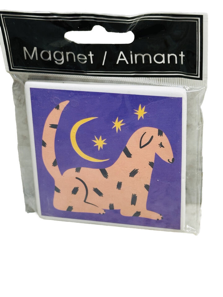 Greenbrier Ceramic Refrigerator Pink Dog Art Print Magnet 3x3Inches