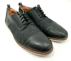 US Mens 10 W Hillsboro Black Denim Leather Cap Toe Oxford Shoes - £16.22 GBP