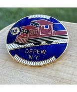 Lions Club Lapel Pin Depew NY Train Round 2&quot; - €16,77 EUR