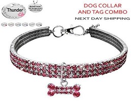 VRW Custom Engraved Bling Dog Collar &amp; ID pet Name Tag - Rhinestone ID TAG Can b - £19.77 GBP