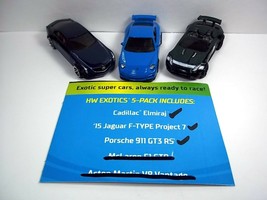 Hot Wheels Exotics 3 from damaged pack 2020 Porsche 911 Cadillac Emiraj Jaguar - £7.15 GBP