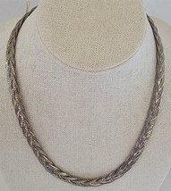 Vintage 18 1/2&quot; Silvertone Woven Chain Necklace Costume Jewelry - £7.00 GBP