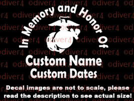 Custom USMC In Memory and Honor Of Memorial With EGA Decal USA Made US Seller  - £5.45 GBP+