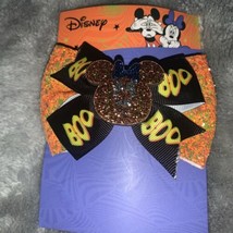 Disney Halloween Themed Boo Minnie Mouse Orange Black Glitter Hair Bow  New - £9.59 GBP