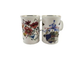 Vintage Set of 2 Gucci Floral Fine Bone China Coffee Teacups Made in England  - £125.24 GBP