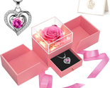 Mothers Day Gifts for Mom Women Her, Preserved Pink Real Flower with Hea... - £29.85 GBP