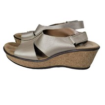 Clarks Metalic Wedge Sandals Adjustable Strap US 8 EU 39 UK 5.5 - £16.22 GBP