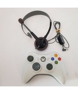 Genuine Microsoft Xbox 360 Wireless White Controller &amp; Headset, Tested W... - £19.42 GBP