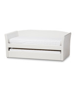 Matilda White Faux Leather Upholstered Daybed w/Guest Trundle Bed - $12,210.20 MXN