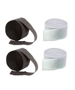 BLACK and WHITE Crepe Paper Streamers (2 Rolls Each Color) MADE IN USA! - £6.01 GBP