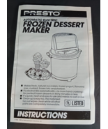 Presto Ice Cream Maker Frozen Yogurt Instructions Guide Owners Recipes B... - $342.12 MXN