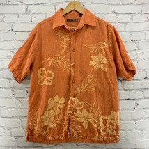 Cubavera Linen Blend Mens Hawaiian Shirt Orange Floral Sz M Med - £19.77 GBP