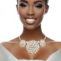 Aurora Borealis Triple Stone Dome Cluster Collar - $65.99