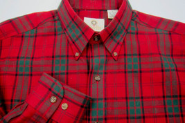 GORGEOUS New Viyella Red and Green Plaid Cotton and Wool Shirt L 16.5x35 - £56.48 GBP