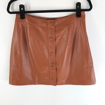 Lulus Most Fab Brown Vegan Leather Button-Front Mini Skirt XS - $24.06
