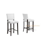 Set of 2 Modern White Faux Leather Bar Stools Nail Head Trim Wood Frame ... - $5,641.56 MXN