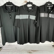 Lot of 3 Adidas Ben Hogan Men&#39;s 3XL Golf Polo Shirts Black Gray Striped - £29.08 GBP