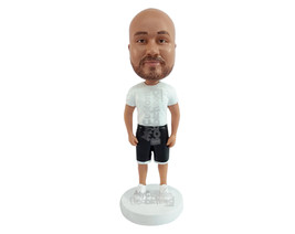 Custom Bobblehead Muscular dude ready to start workout wearing round neck t-shir - £69.98 GBP