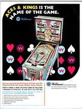 Aces &amp; Kings Pinball Machine Flyer Original 1970 Vintage Retro Game Artwork - £19.69 GBP