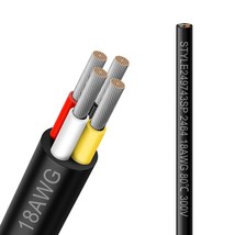 18 Gauge 4 Conductor Electrical Wire, 33Ft 18Awg Black Pvc Stranded, Pow... - $39.92