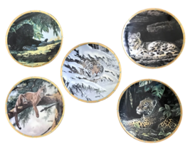 Lenox Guy Coheleach&#39;s Royal Cats Collection 5 Decorative Plates 1994 Signed 8&quot; - £50.64 GBP