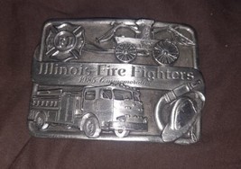 Vintage Illinois fire fighter 1985 commemorative firefighters belt buckl... - £13.22 GBP