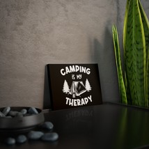 Canvas Photo Tile with Camping Illustration - Black and White Print - Ho... - $20.60+