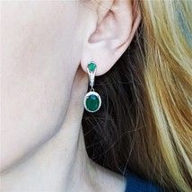 5.15Ct Natural Green Agate Vintage Drop Earrings 925 Sterling Silver Gemstone Ea - £56.44 GBP