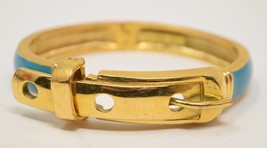 CC SKYE Designer Gold Tone Turquoise Blue Enamel Buckle Bracelet - £27.07 GBP