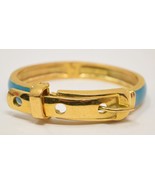 CC SKYE Designer Gold Tone Turquoise Blue Enamel Buckle Bracelet - £26.47 GBP