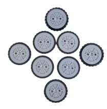 Lot of 8 Knex Wheels Small Tires 1.75&quot; Gray Hubs Pulleys K&#39;nex Parts Lot 1-3/4&quot; - £7.62 GBP