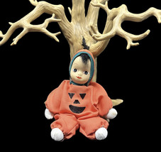 Miniature Jack O’Lantern Doll Halloween Costume Porcelain Head Sand Fill... - $17.41