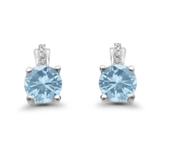 1 ct. Created Aquamarine Stud Screw Back  Earrings WGP over Sterling Silver - $24.70