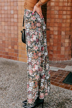Brown Floral Print High Waist Maxi Skirt - $277.27 MXN