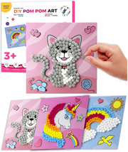 DIY Pom Pom Art - Makes 3 Art Pieces -Boy &amp; Girl Crafts for Kids Age 3-5 - Toddl - £15.76 GBP