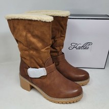 katliu Womens Boots Sz 10 M Mid Calf Casual Dress Fur Lined - $32.87