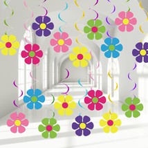 60Pcs 60S Hippie Party Foil Swirl Decorations Retro Flower Hanging Swirls Ceilin - £19.17 GBP