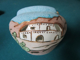 Gina Arrighetti Southwestern Vase Studio Pottery Gold Candle Holder [*SW2] - £99.22 GBP
