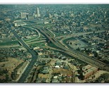Aerial View Freeway System Downtown Los Angeles CA UNP Chrome Postcard K18 - $4.90