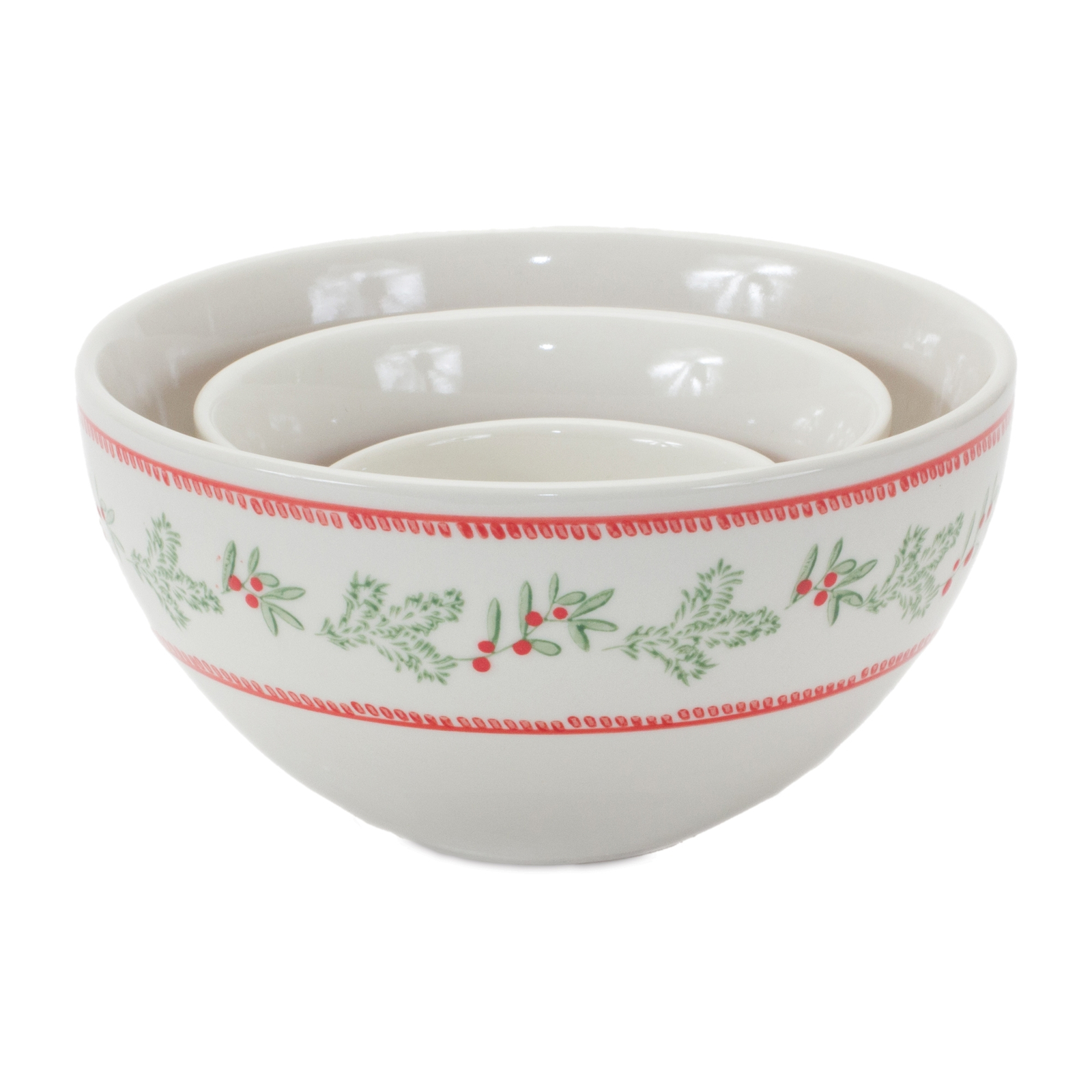 Stoneware Mistletoe Bowl (Set of 3) - $52.56