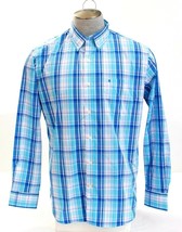 Izod Blue Plaid Long Sleeve Button Front Shirt Men&#39;s NWT - £61.77 GBP