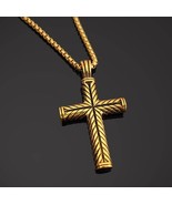 New Cool Boys Mens Gold Cross Pendant Necklace For Men Women Chain - £12.98 GBP