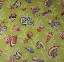 P Kaufmann Coral Beach Algae Green Seashell Starfish Fabric By The Yard 54&quot;W - £10.58 GBP