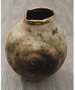 Hand Signed Sara Lund Face Vase Studio Pottery Metallic Accents 1990 Swi... - $710.00
